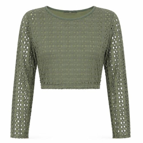 Missguided Womens Green Cropped Blouse 8 Casual