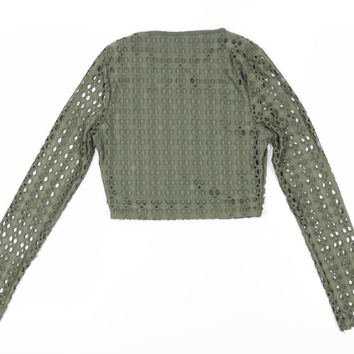 Missguided Womens Green Cropped Blouse 8 Casual