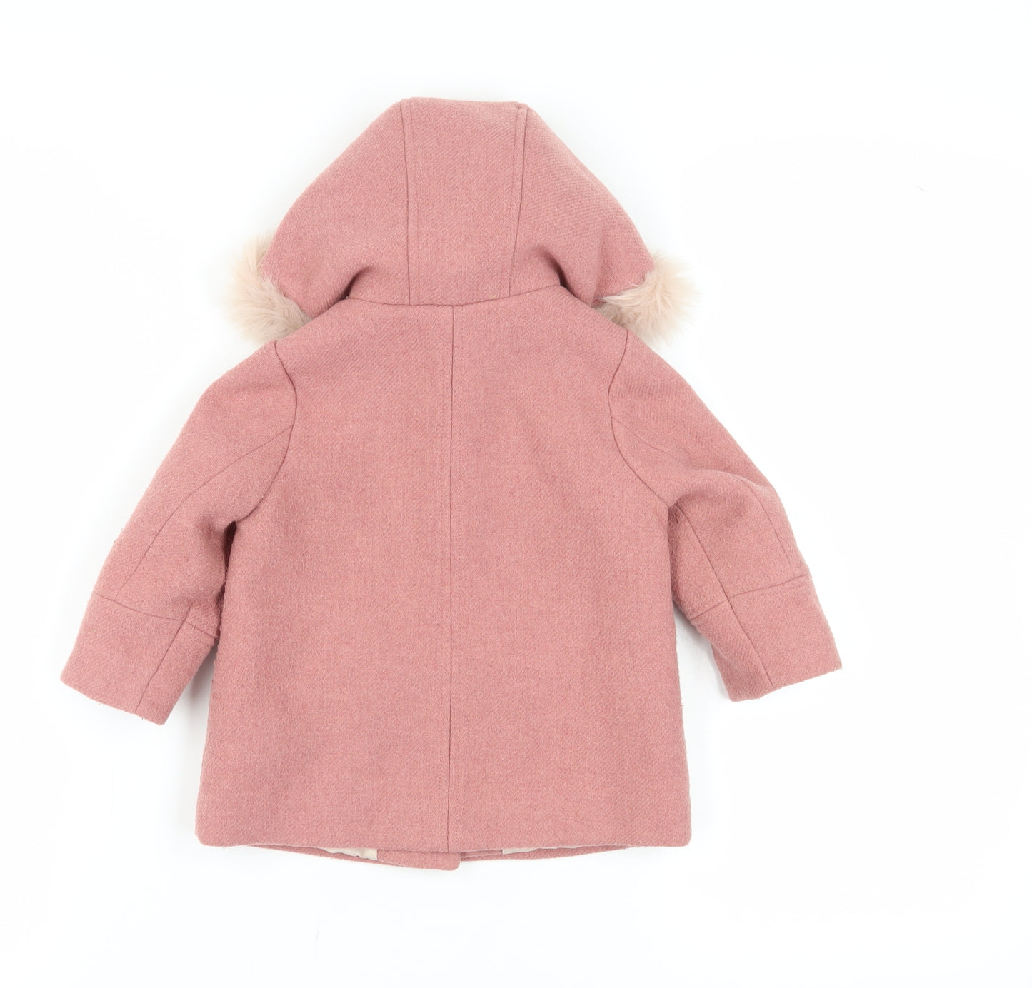 Next Girls Pink Wool Blend Hooded Coat 9-12 Months