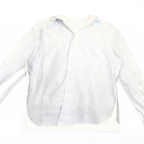 H&M Men's White Striped Pullover Sweatshirt XL