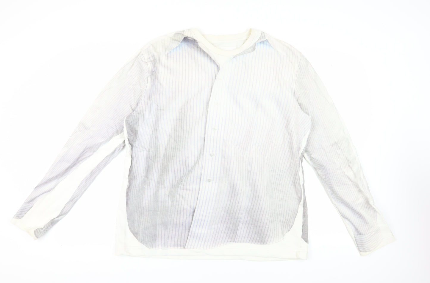 H&M Men's White Striped Pullover Sweatshirt XL