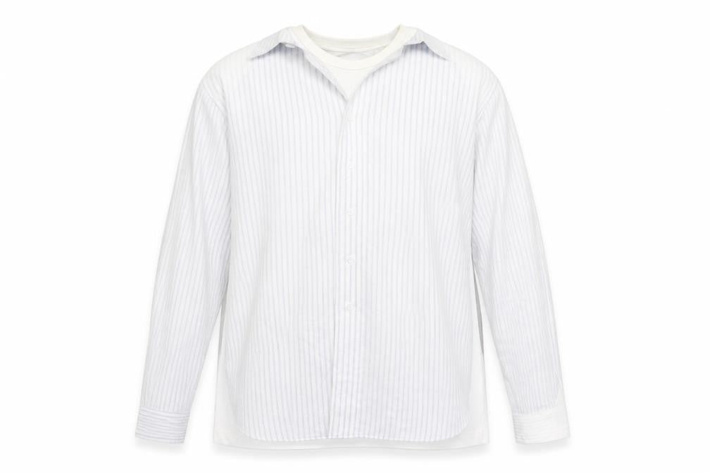 Front view of H&M Men's White Striped Pullover Sweatshirt XL