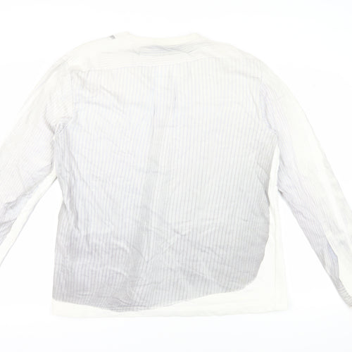 H&M Men's White Striped Pullover Sweatshirt XL
