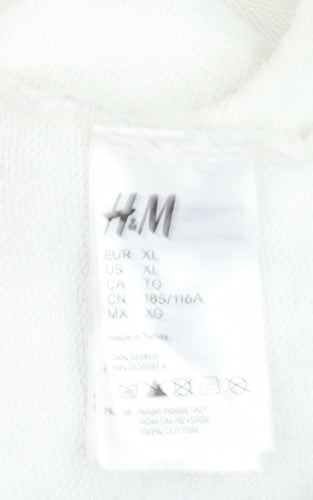 H&M Men's White Striped Pullover Sweatshirt XL