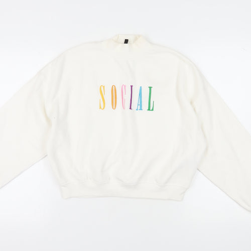 H&M Divided Women's White Pullover Sweatshirt S