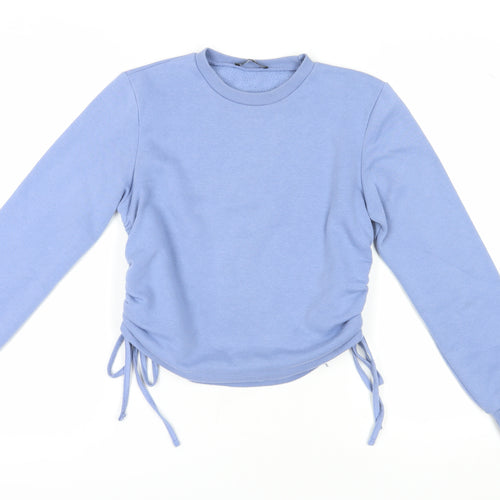 Zara Women's Blue Crew Neck Pullover Sweatshirt S
