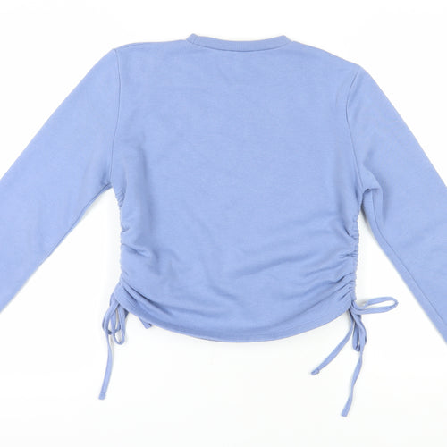 Zara Women's Blue Crew Neck Pullover Sweatshirt S