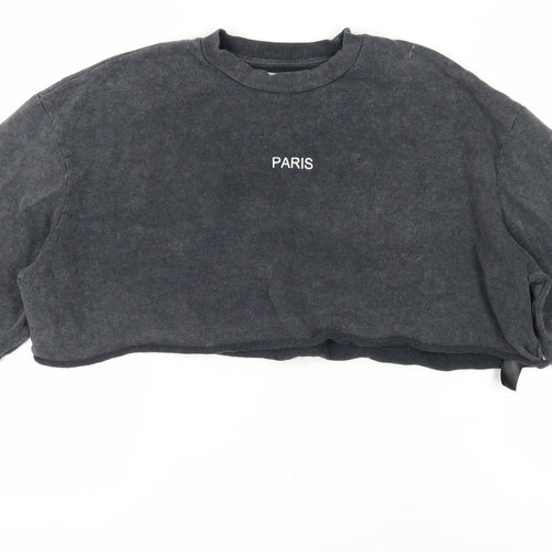 Topshop Women's Grey Cotton Pullover Sweatshirt Size 12