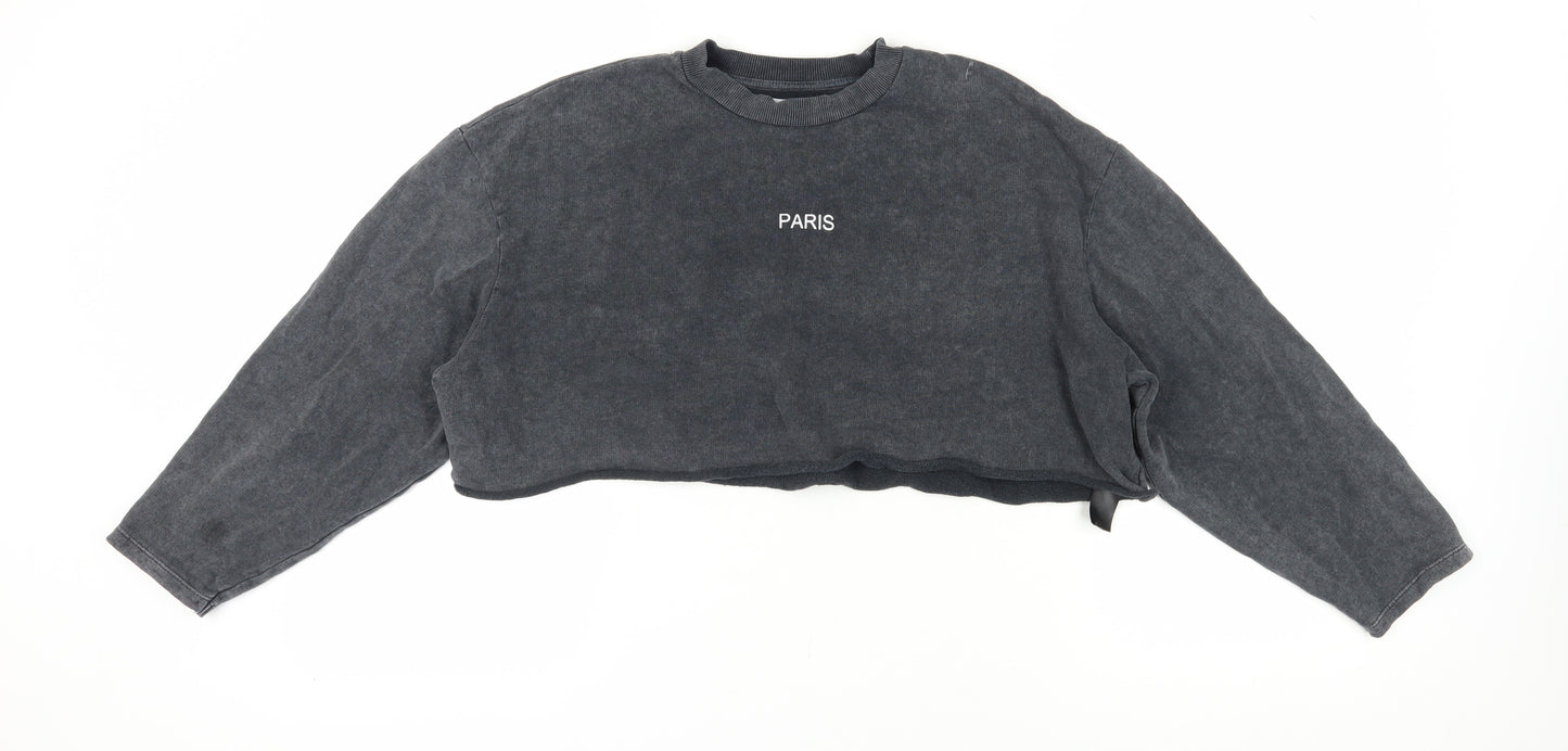 Topshop Women's Grey Cotton Pullover Sweatshirt Size 12