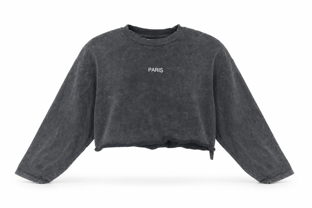 Front view of Topshop Women's Grey Cotton Pullover Sweatshirt, size 12