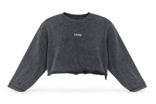 Front view of Topshop Women's Grey Cotton Pullover Sweatshirt, size 12