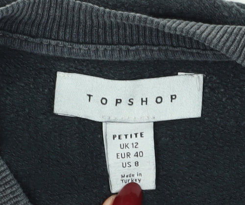 Topshop Women's Grey Cotton Pullover Sweatshirt Size 12