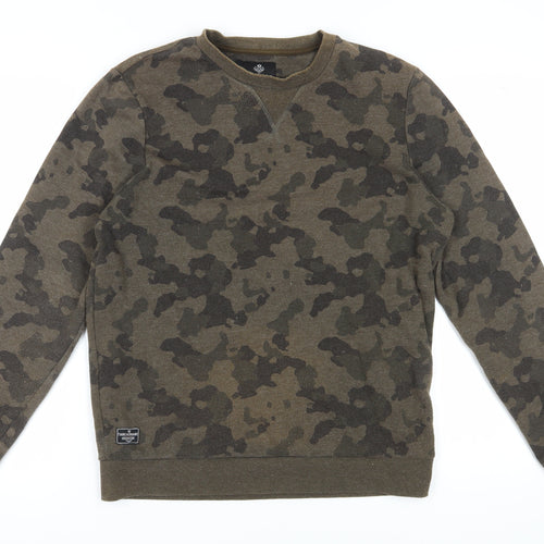 Threadbare Men's Brown Camouflage Pullover Sweatshirt M