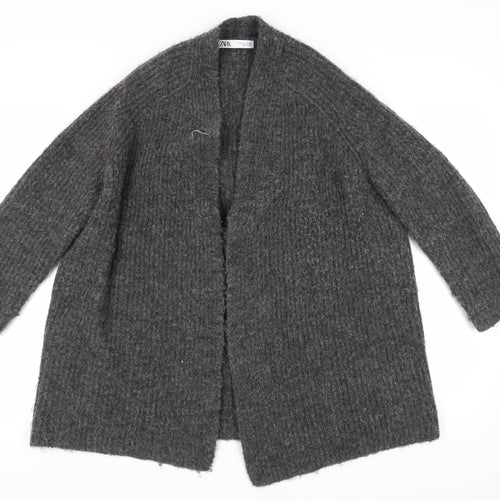 Zara Women's Grey Chunky-Knit Cardigan Size S