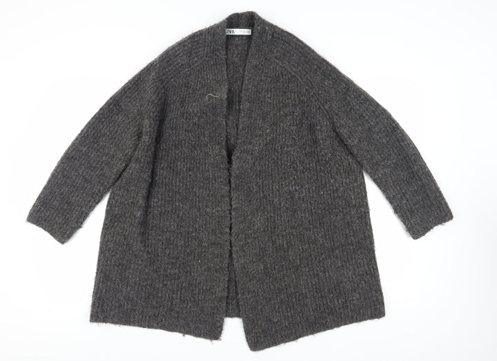 Zara Women's Grey Chunky-Knit Cardigan Size S