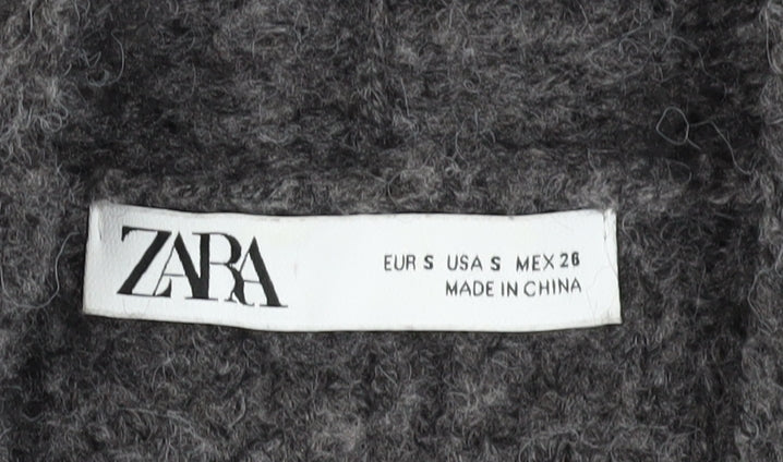 Zara Women's Grey Chunky-Knit Cardigan Size S