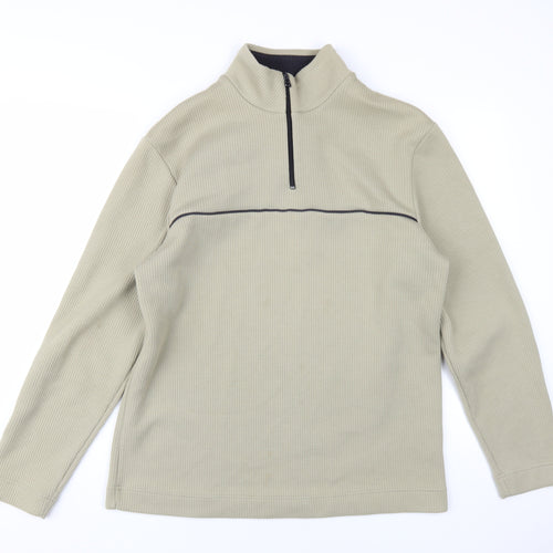 West Rock Men's Beige M 1/2 Zip Sweatshirt Knit Long Sleeve