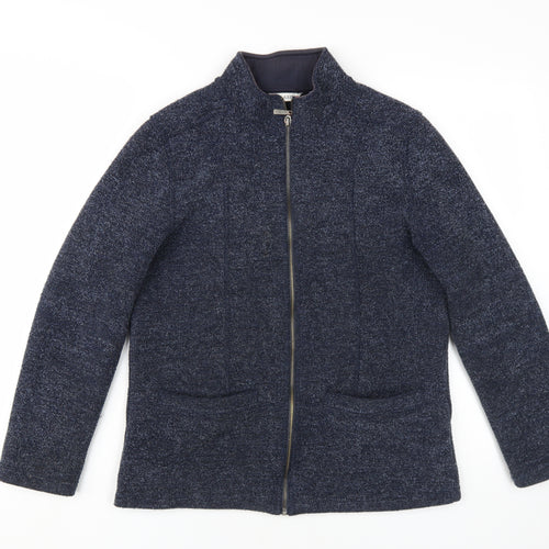 Marks and Spencer Women's Blue Mid-Length Jacket - Size 8