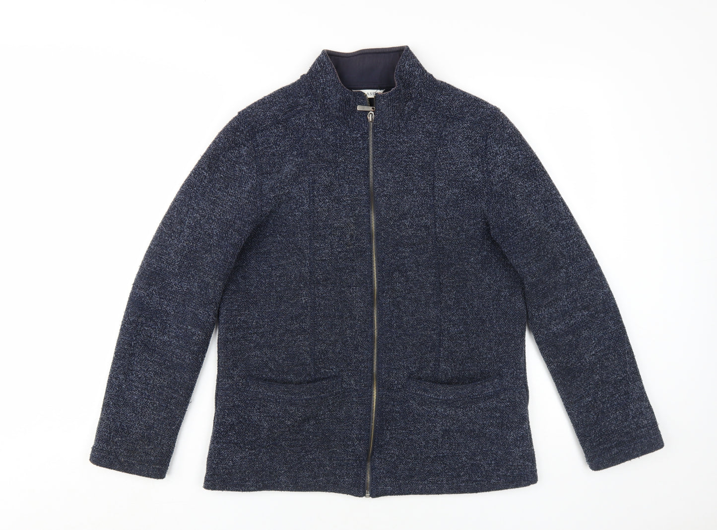 Marks and Spencer Women's Blue Mid-Length Jacket - Size 8