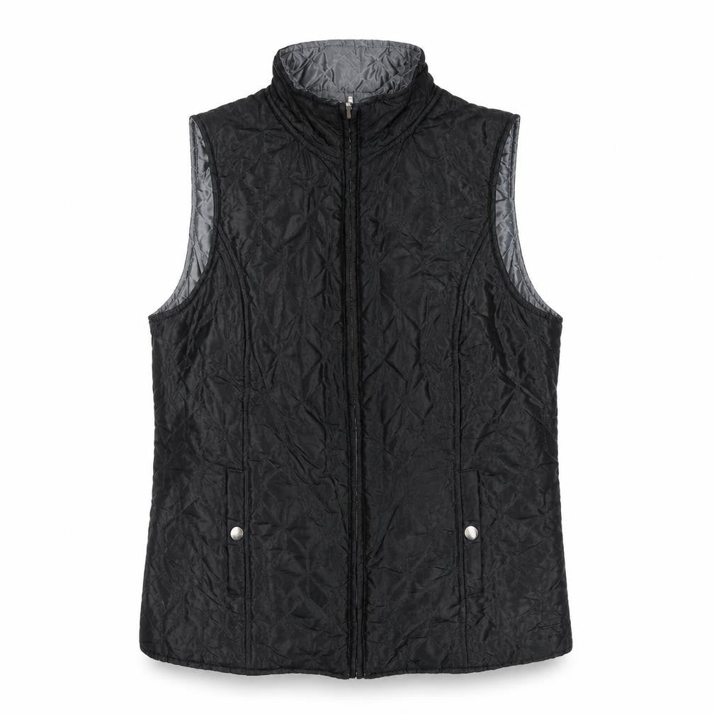 Front view of Dash Women's Black Quilted Waistcoat, size 10