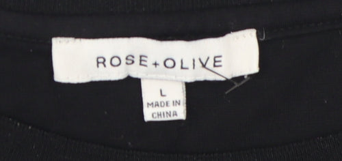 Rose+Olive Women's Black Basic T-Shirt Size L