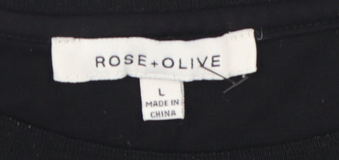 Rose+Olive Women's Black Basic T-Shirt Size L