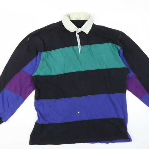 St Michael Men's Colourblock Polo, Size M, Long Sleeve