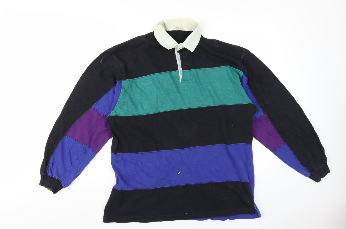 St Michael Men's Colourblock Polo, Size M, Long Sleeve