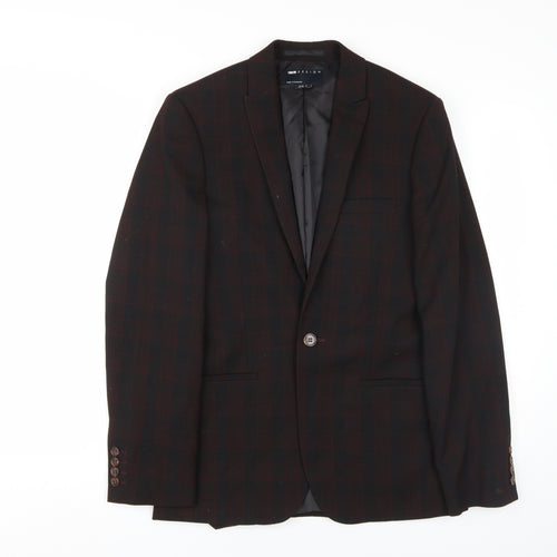 ASOS DESIGN Men's Black Check Blazer, Size 34R, Regular Fit