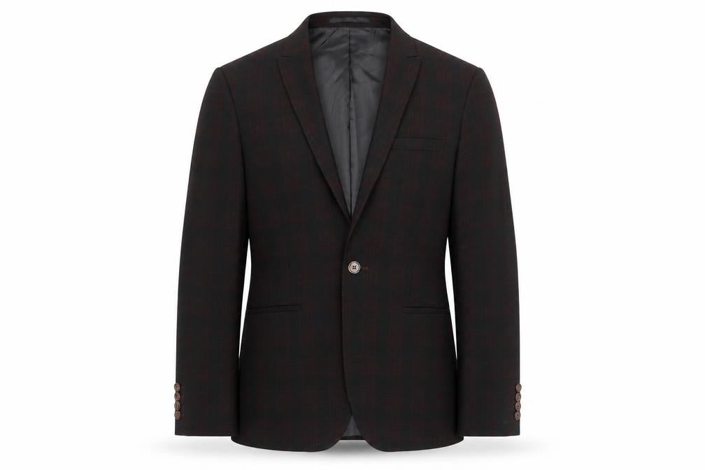 Front view of ASOS DESIGN Men's Black Check Blazer, size 34R, Regular Fit