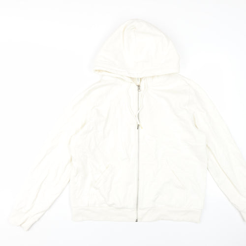 H&M Unisex White Full Zip Hoodie, Size 12, Casual Wear