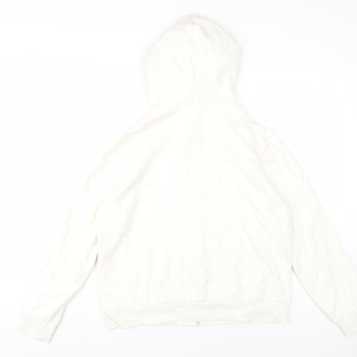 H&M Unisex White Full Zip Hoodie, Size 12, Casual Wear