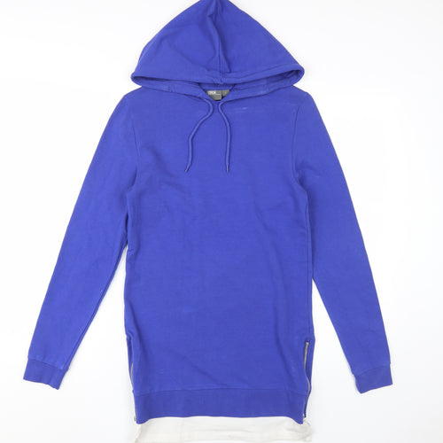 Asos Blue Women's Hooded Long Sleeve Dress XS