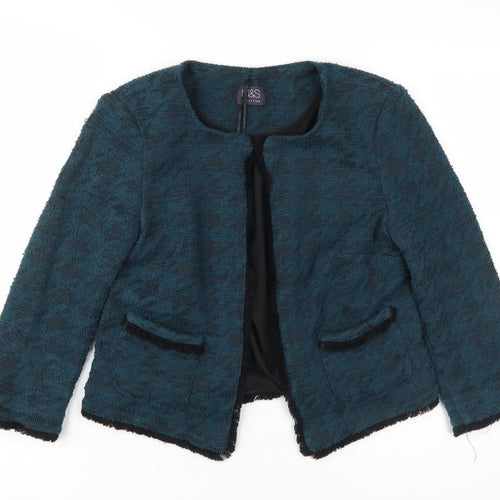Marks and Spencer Women’s Teal Tweed Jacket Size 8