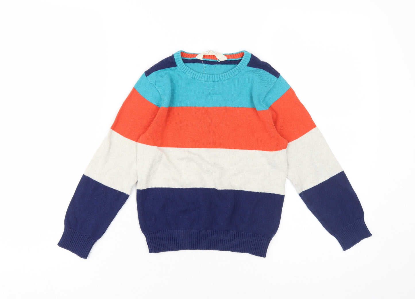 H&M Boys Multicoloured Striped Cotton Pullover Jumper, Size 6 Years