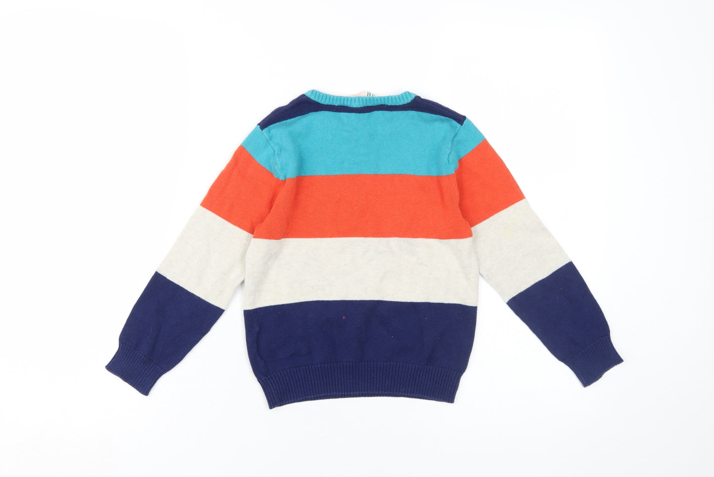 H&M Boys Multicoloured Striped Cotton Pullover Jumper, Size 6 Years