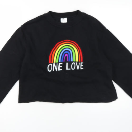 B&C Black Unisex Rainbow Sweatshirt S Embroidered Casual