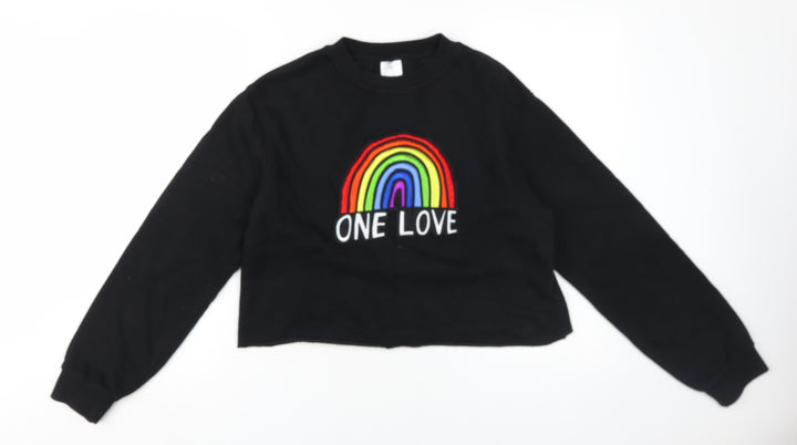B&C Black Unisex Rainbow Sweatshirt S Embroidered Casual