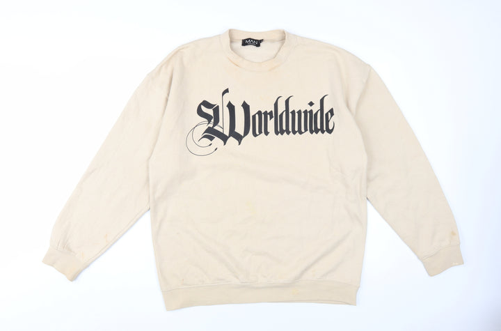 boohooMAN Men's Beige Pullover Sweatshirt M