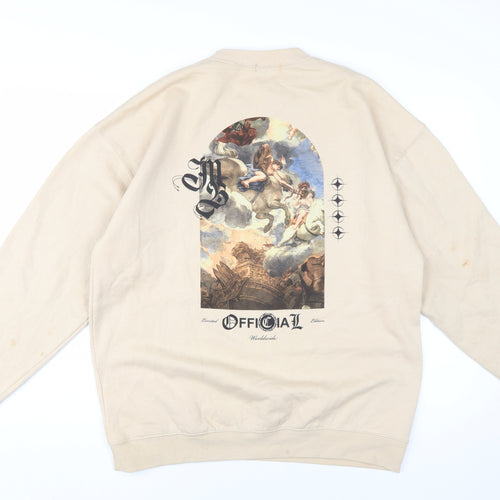 boohooMAN Men's Beige Pullover Sweatshirt M