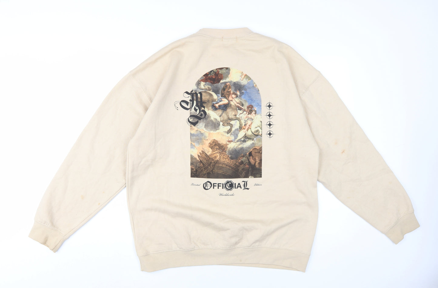 boohooMAN Men's Beige Pullover Sweatshirt M