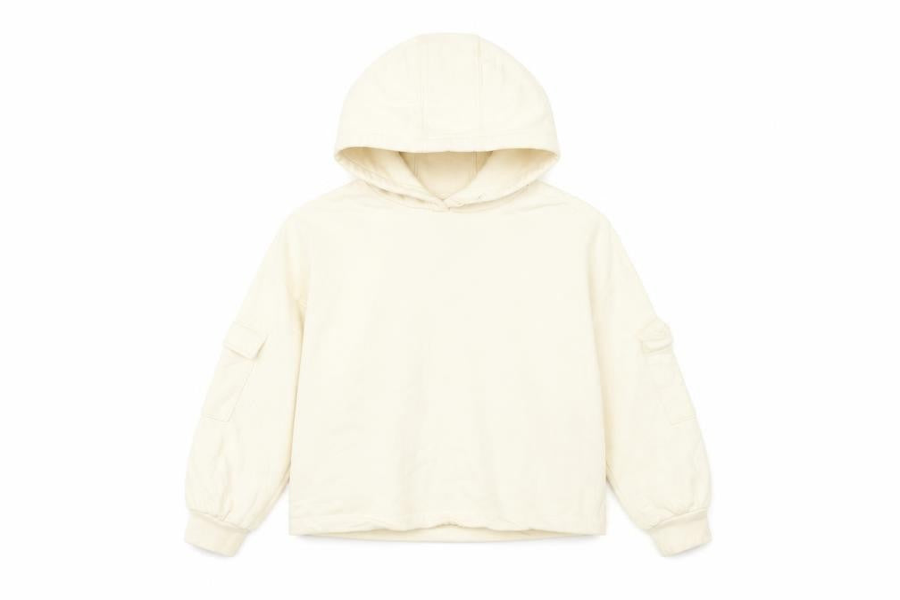 Front view of Marks & Spencer girls’ ivory pullover hoodie 9-10 years