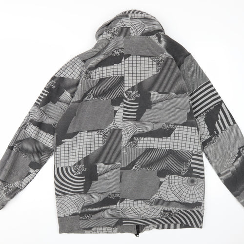 Addict Men's Grey Geometric Full Zip Hoodie XL