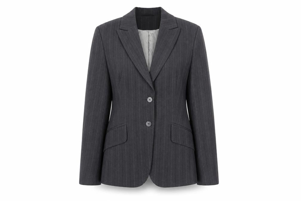 Front view of Next Petite Grey Pinstripe Blazer, Women's, size 12