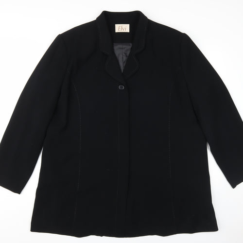 Elvi Women's Black Overcoat Size 26 Plus Polyester Classic