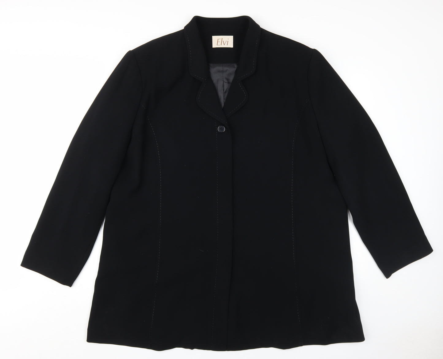 Elvi Women's Black Overcoat Size 26 Plus Polyester Classic