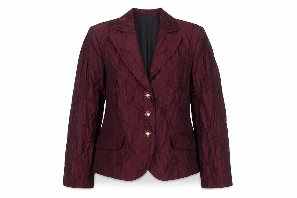 Front view of Basler Women's Purple Acrylic Blend Blazer Jacket, size 12