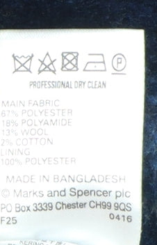 Marks and Spencer Women's Blue Plaid Size 14 Pea Coat