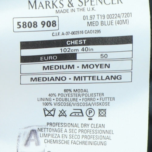 Marks and Spencer Blue Men's Blazer, 40R, Notch Lapel