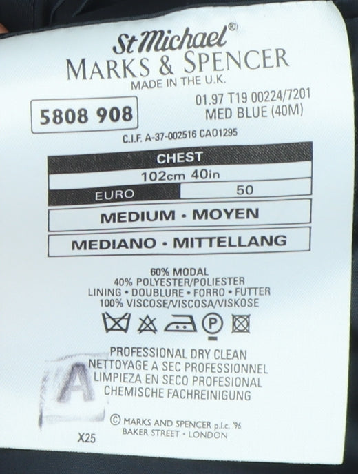 Marks and Spencer Blue Men's Blazer, 40R, Notch Lapel